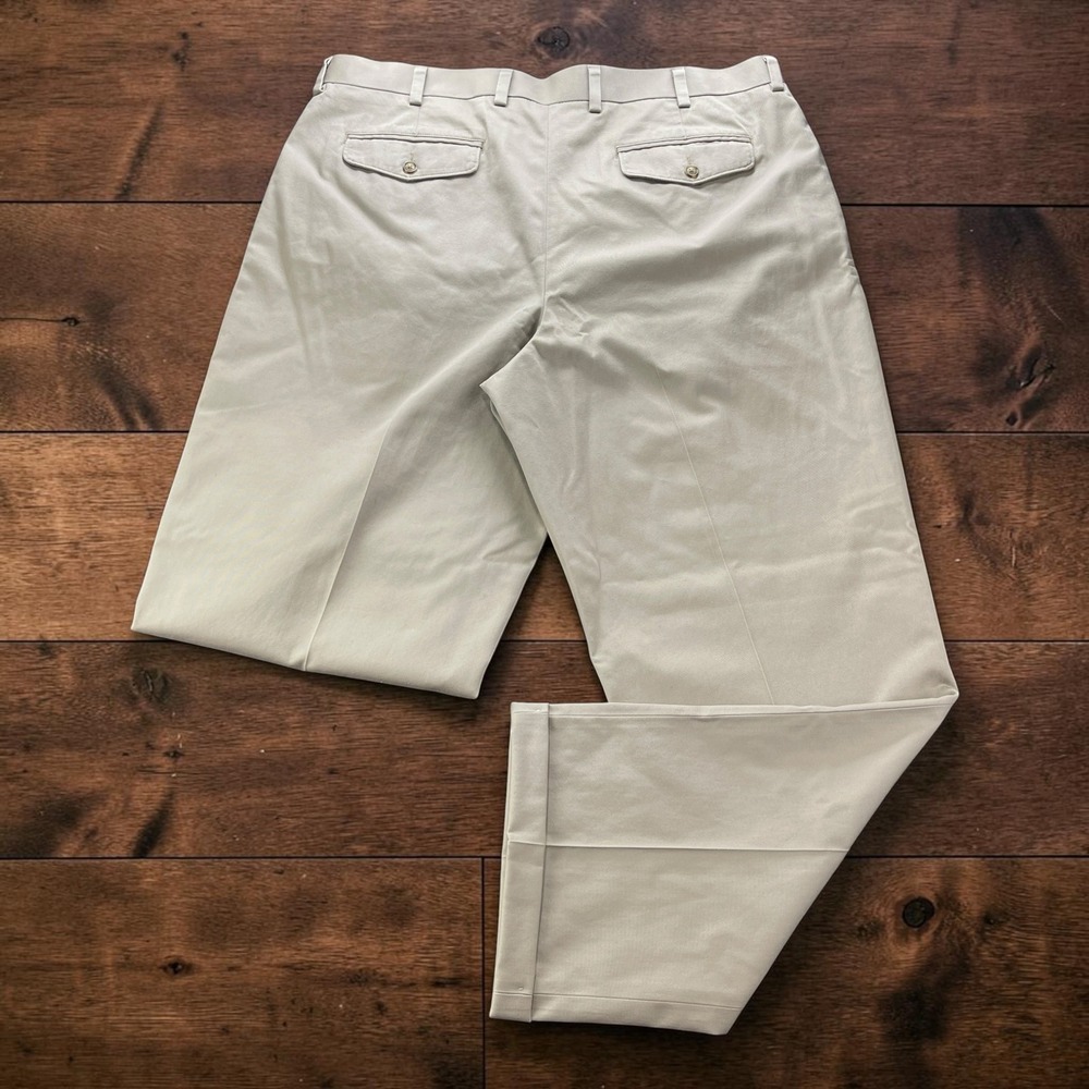LL Bean Classic Khaki Double Pleated Chino Pants Mens 40x32 Cuffed Flap Pockets